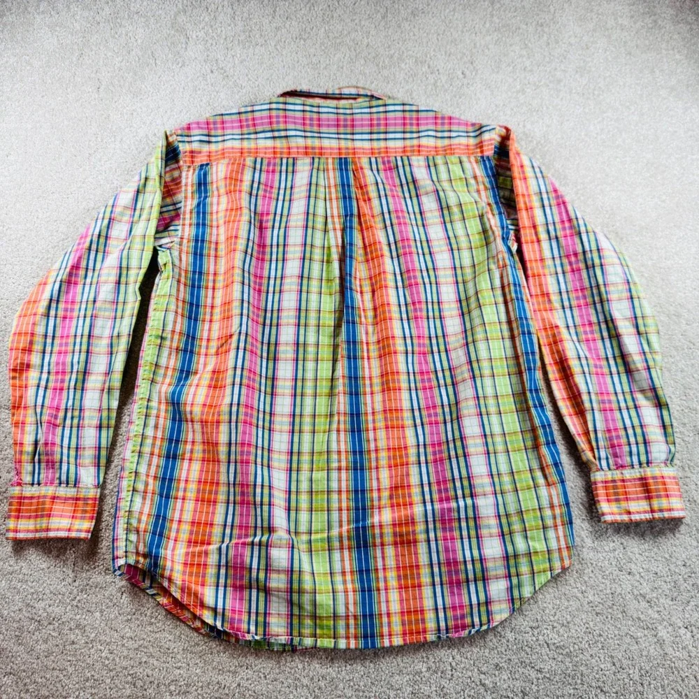 Ralph Lauren Boy Large Madras Plaid Button Down Shirt Multicolor Cotton Long Slv
